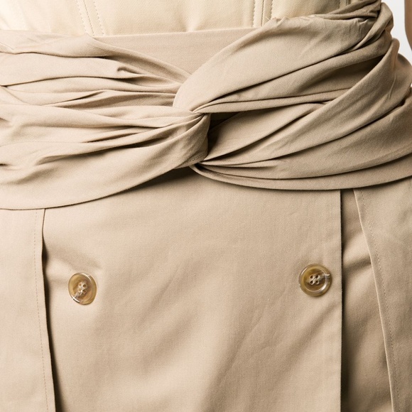 Rokh Twist-Front Button Embellished Cotton Gabardine Midi Skirt - Picture 6 of 12